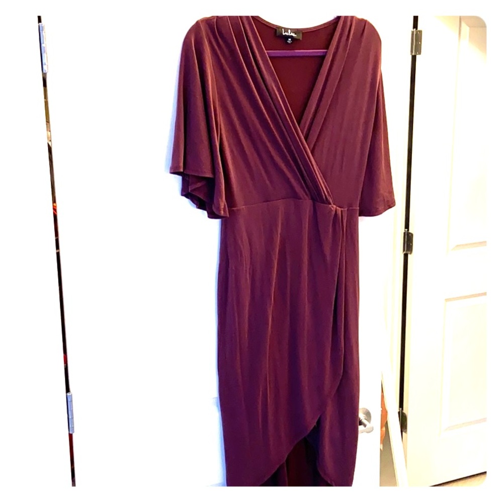 Peplum hem dark mauve dress